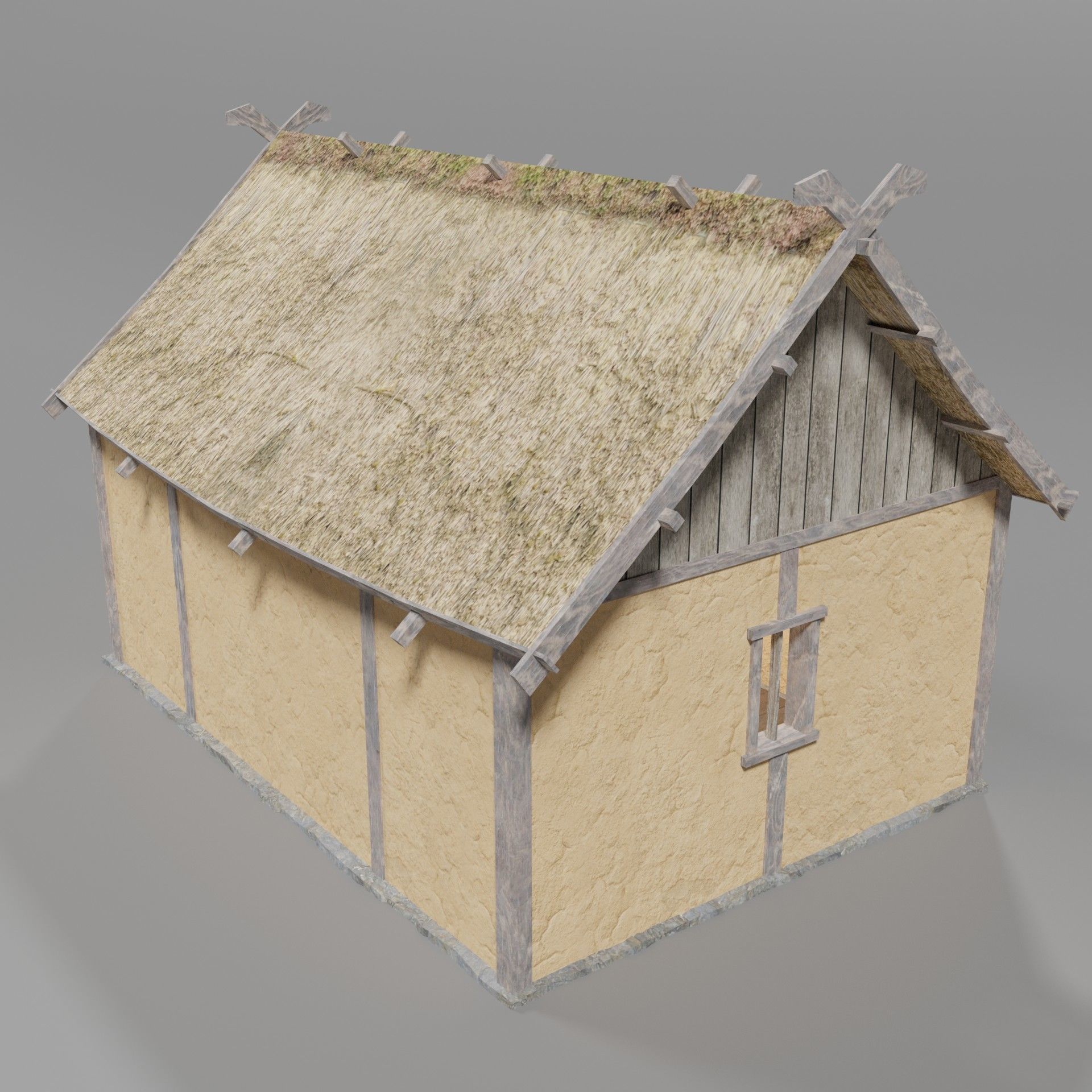 Medieval house Low-poly 3D model_2
