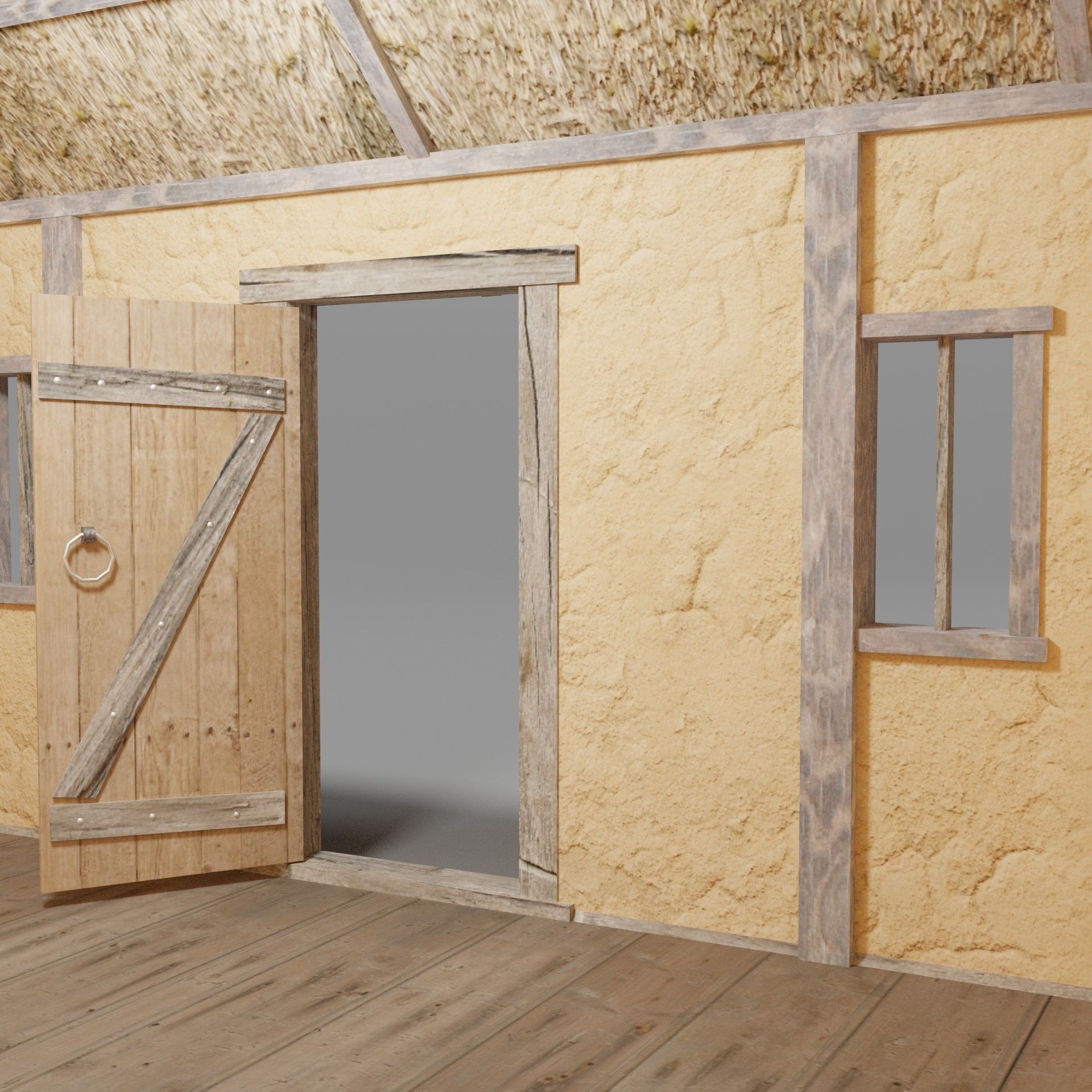 Medieval house Low-poly 3D model_3