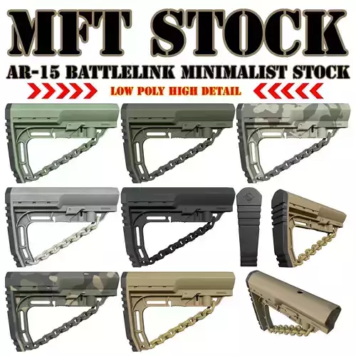 Mission First Tactical AR15 BattleLink Minimalist Stock PBR  Low-poly 3D model