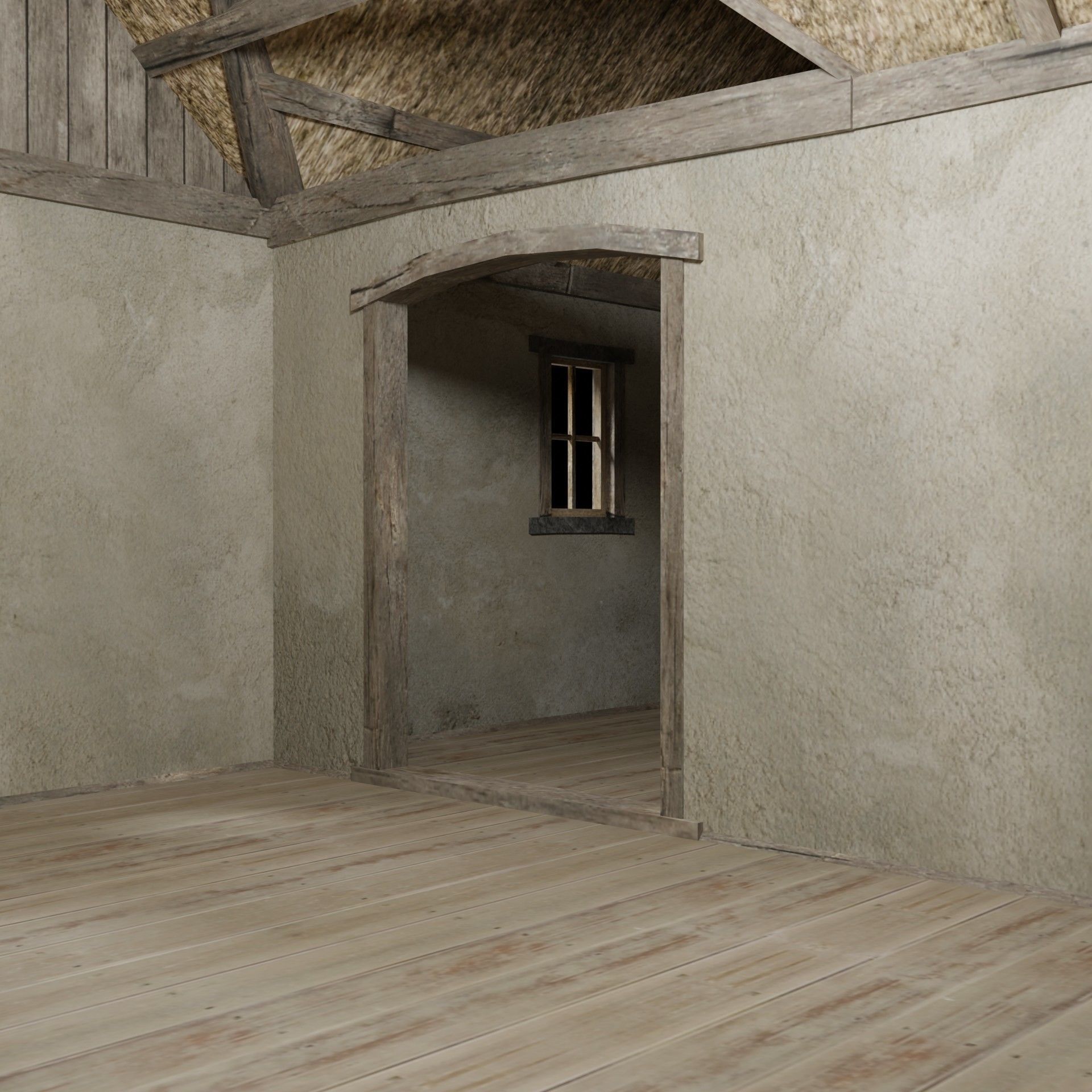 Medieval house Low-poly 3D model_5