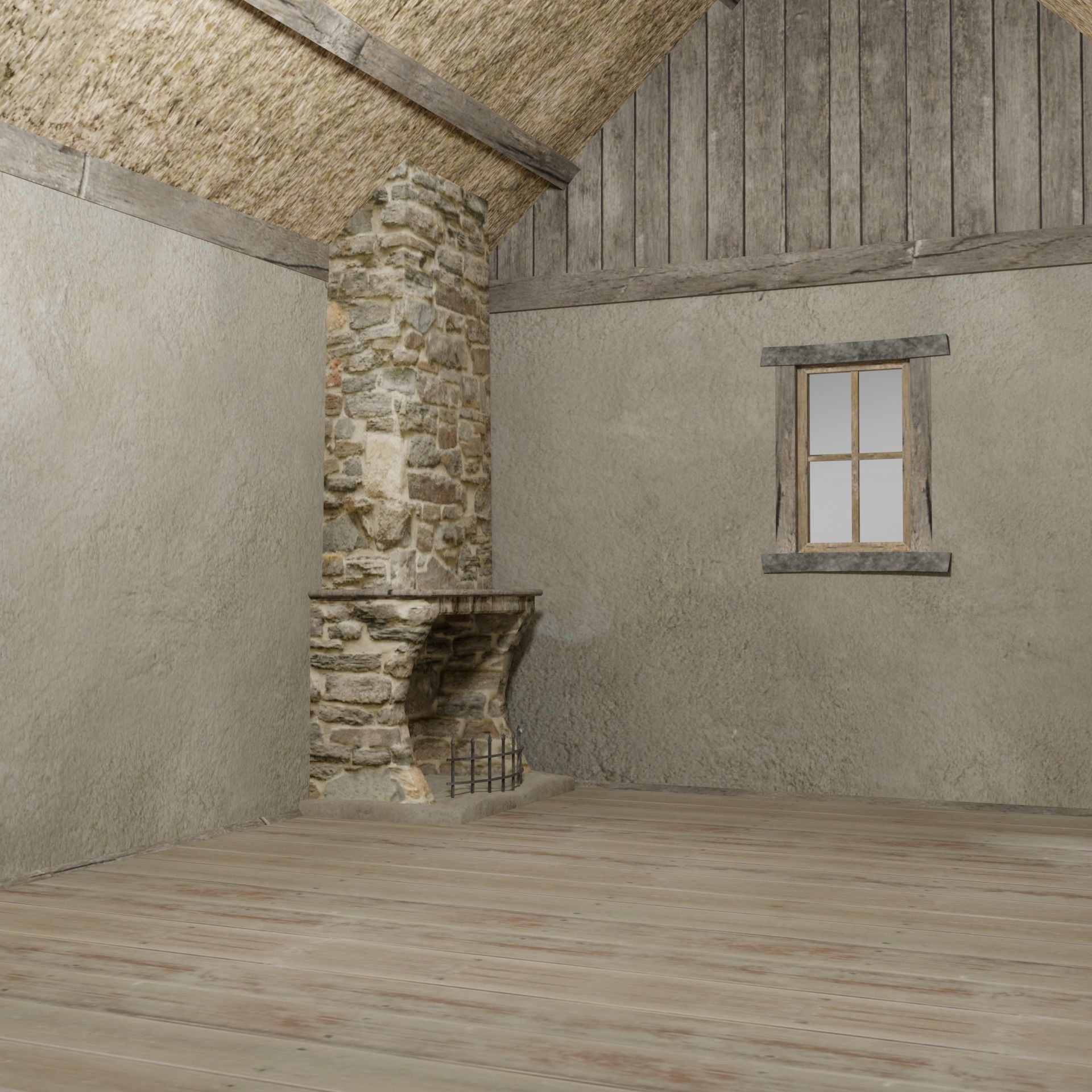 Medieval house Low-poly 3D model_3