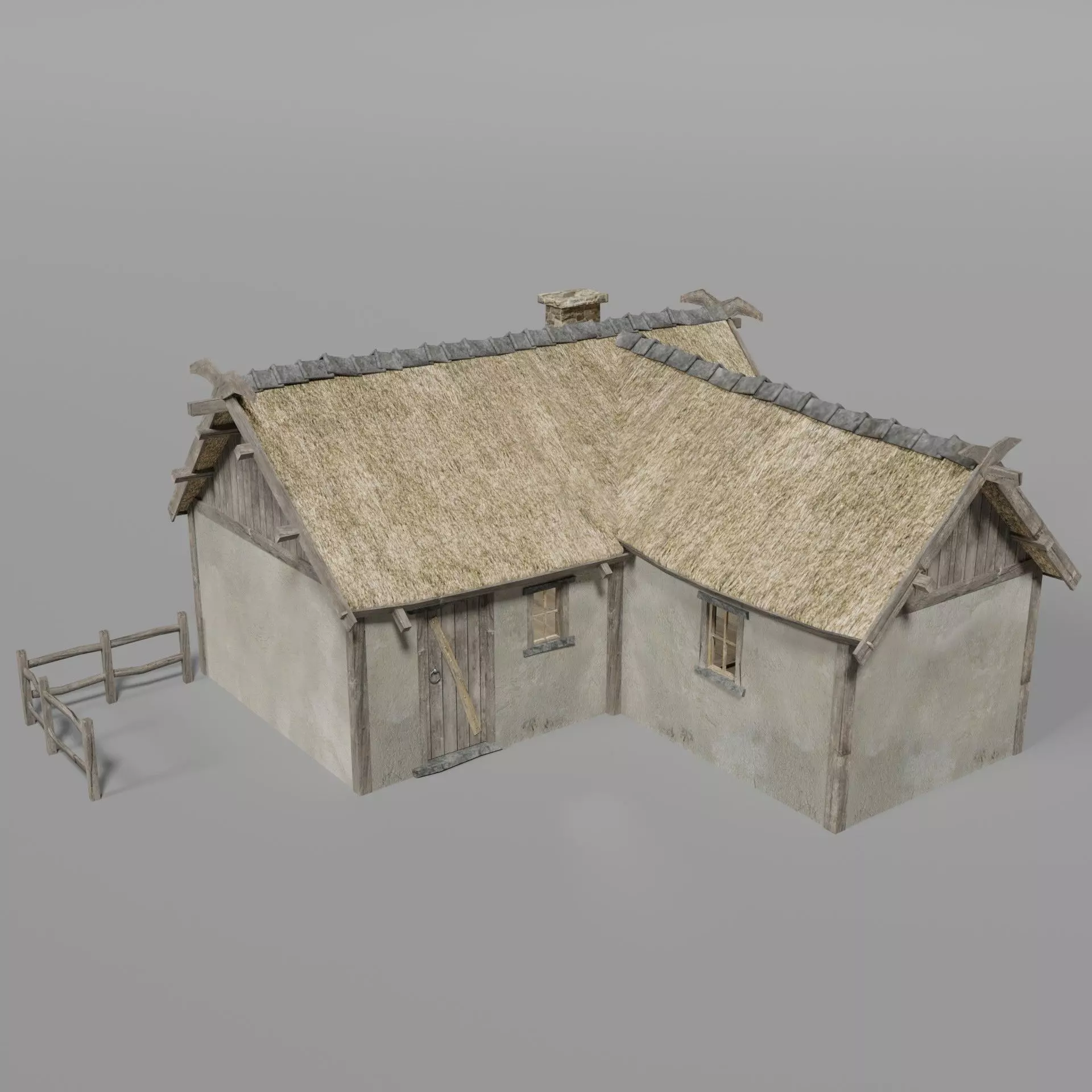 Medieval house Low-poly 3D model_0