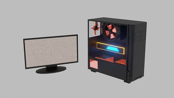 PC AND MONITOR Low-poly 3D model