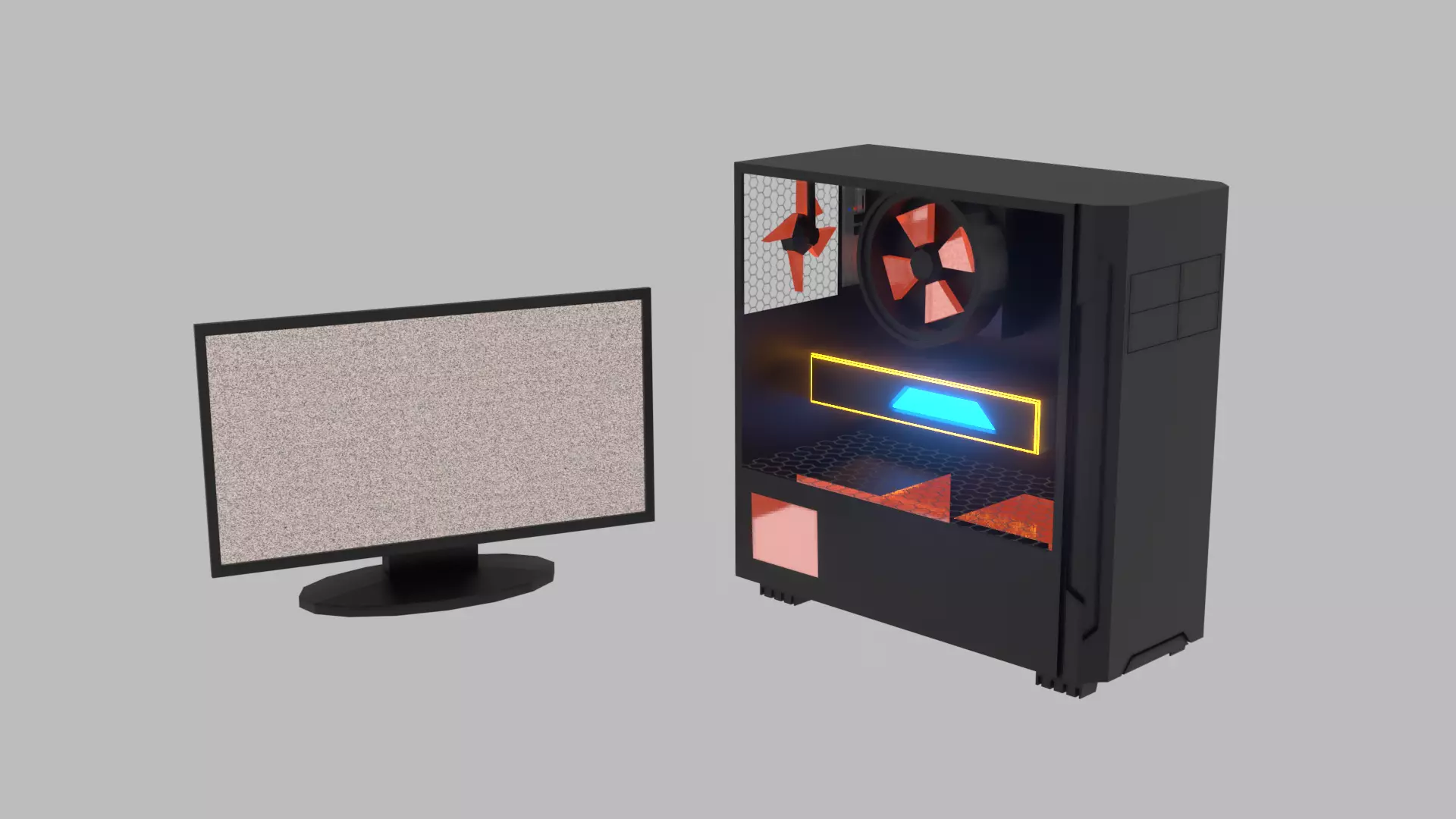 PC AND MONITOR Low-poly 3D model_0