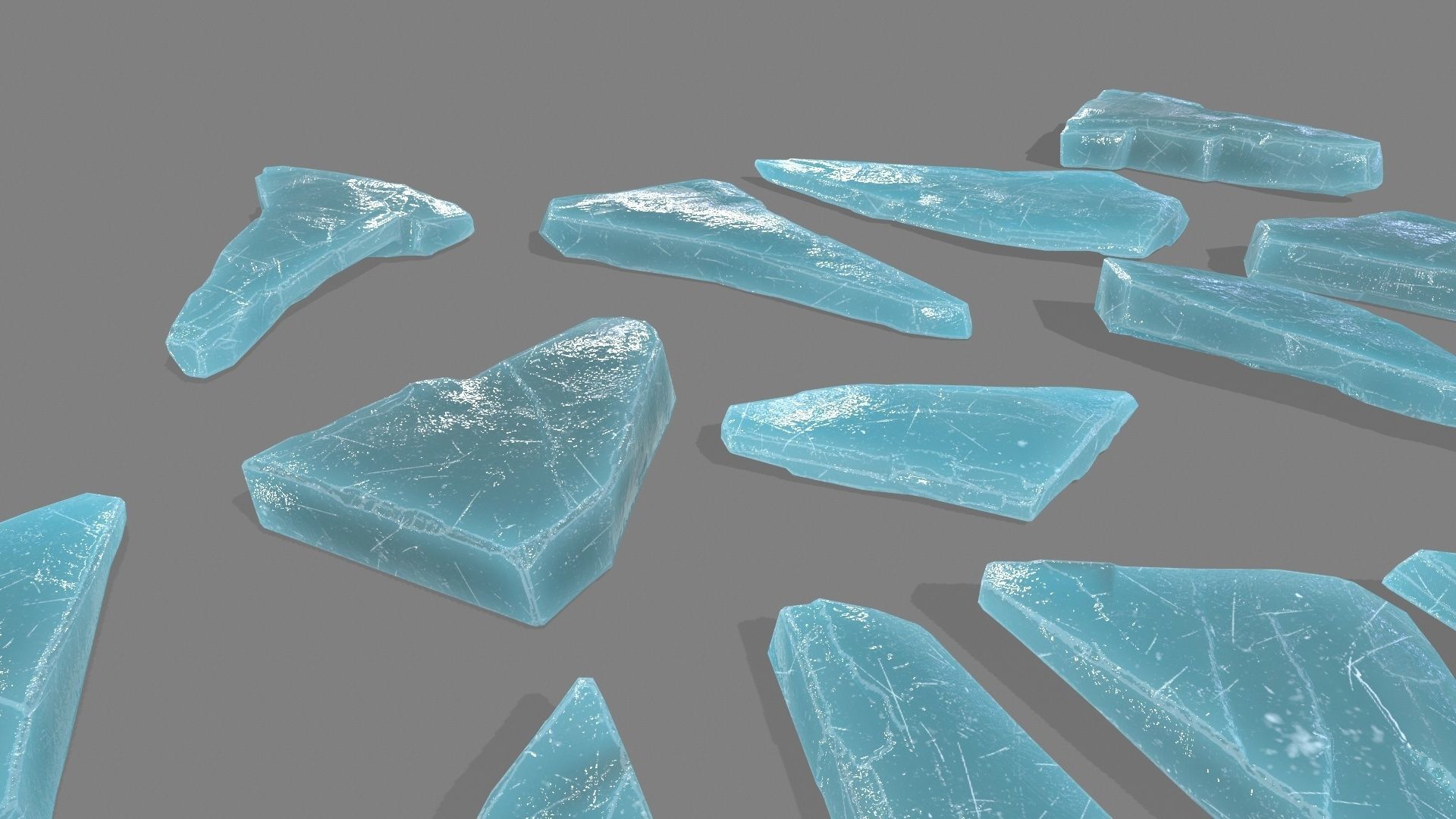 ice set cubes Low-poly 3D model_8
