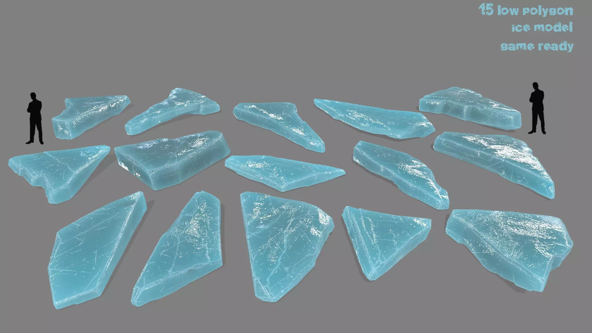 ice set cubes Low-poly 3D model_0