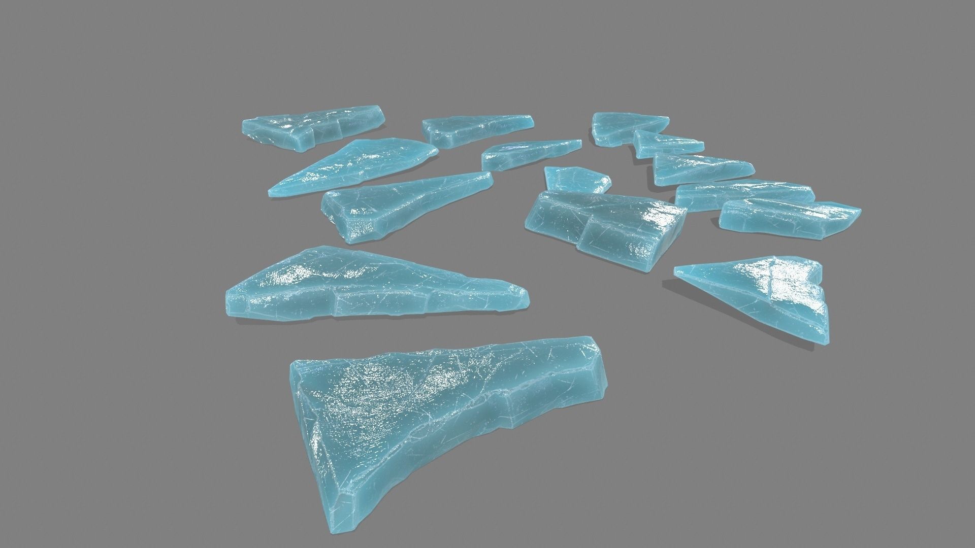 ice set cubes Low-poly 3D model_2