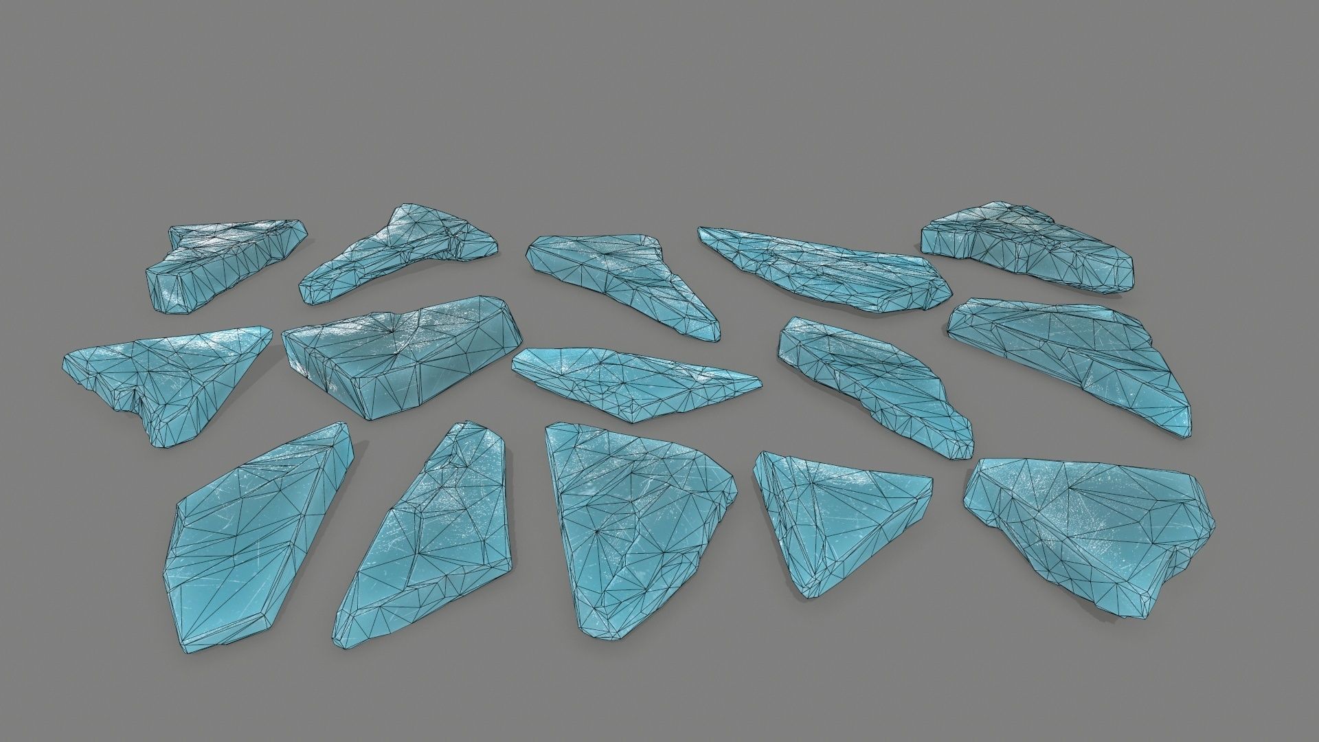 ice set cubes Low-poly 3D model_9