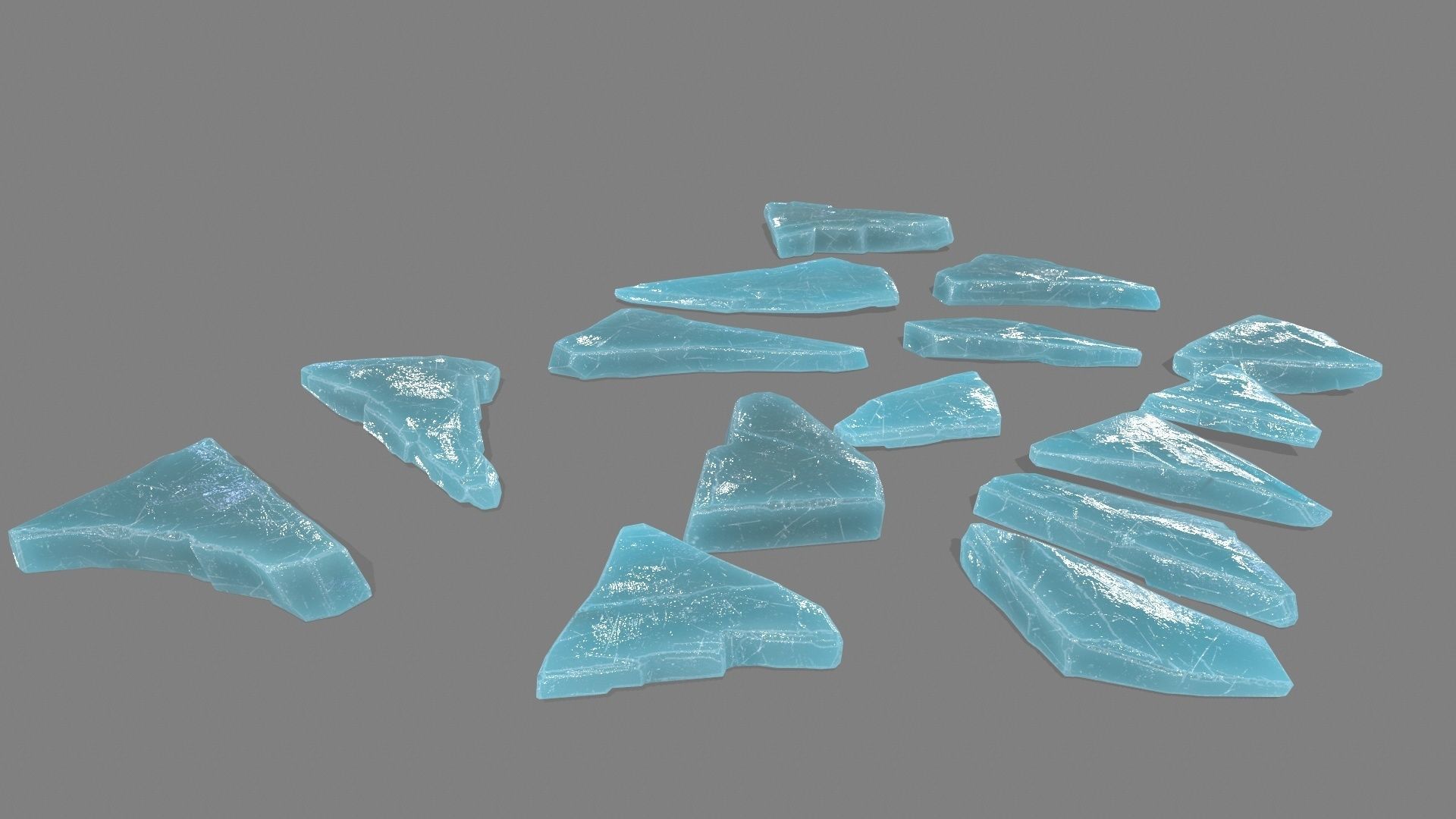 ice set cubes Low-poly 3D model_1