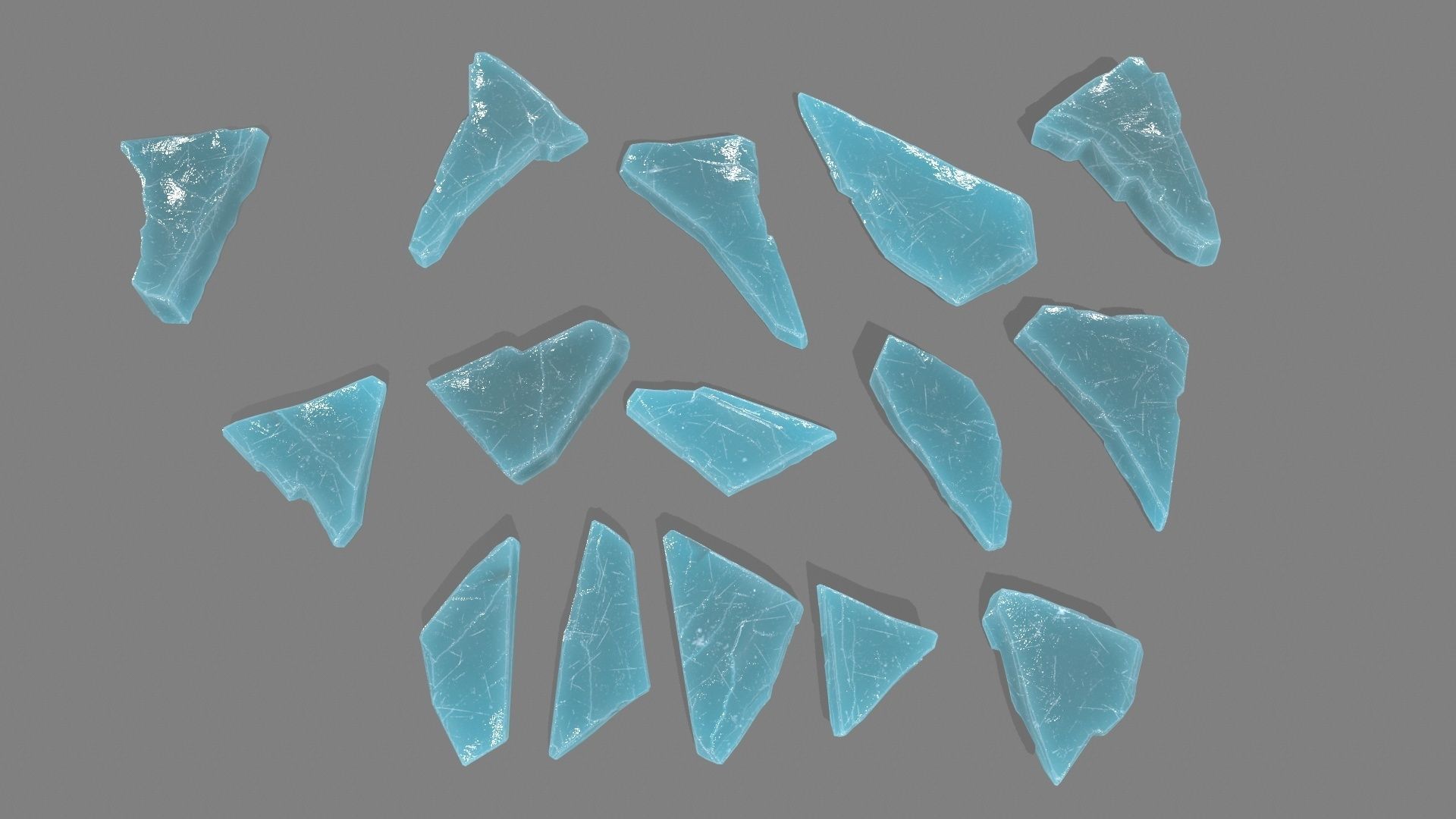 ice set cubes Low-poly 3D model_7