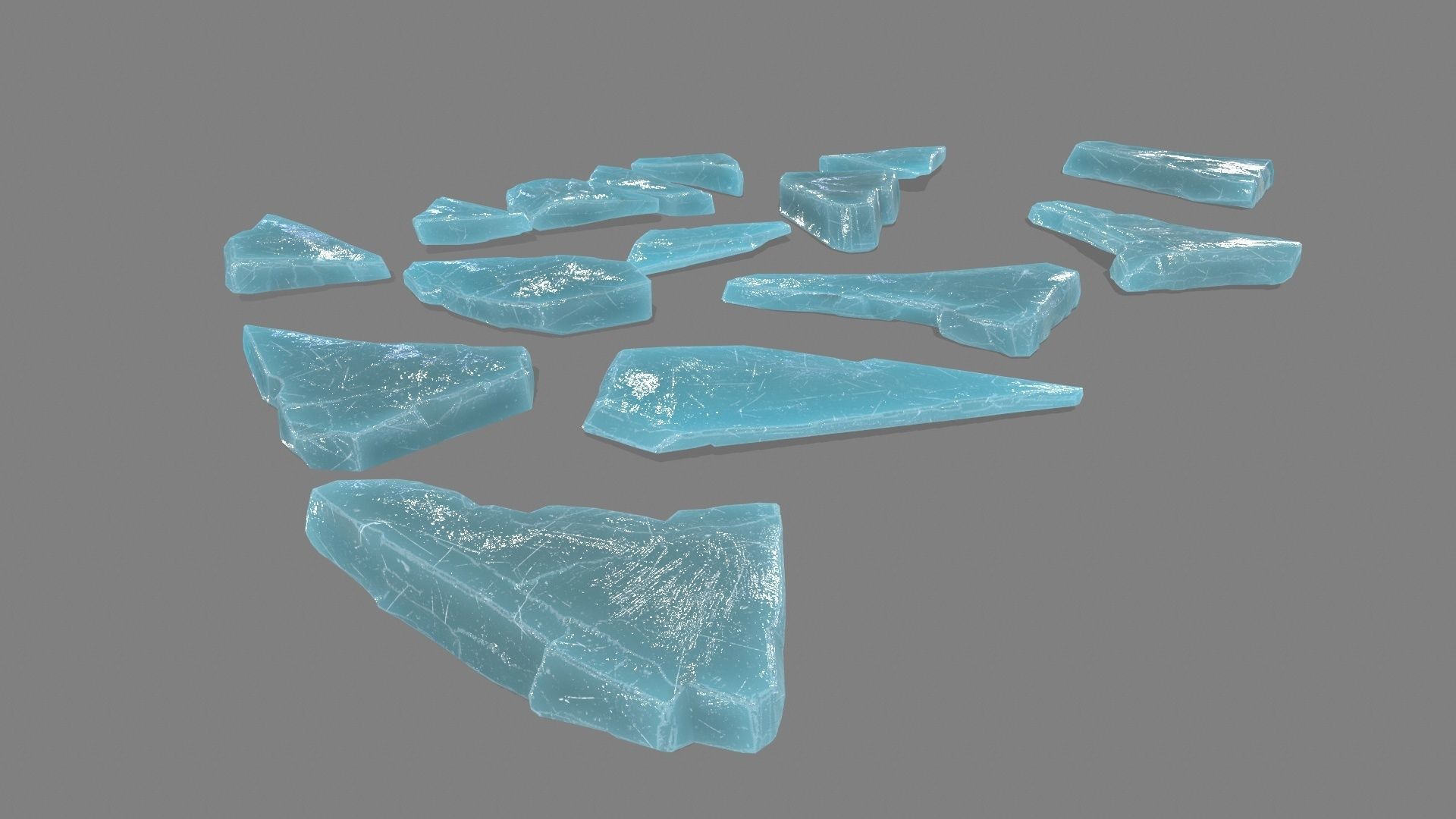 ice set cubes Low-poly 3D model_4