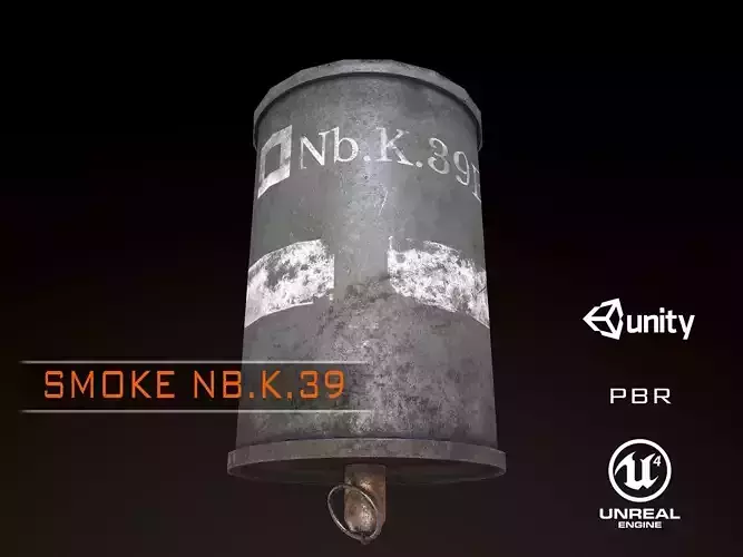 German Smoke Grenade NB K39 WW2 PBR Low-poly 3D model