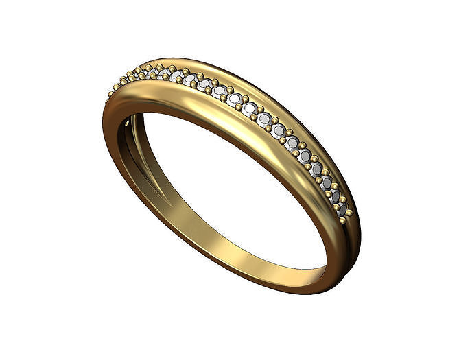 Diamond Double dome signet ring 3D print model