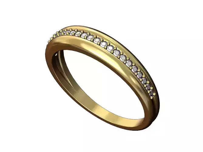 Diamond Double dome signet ring 3D print model