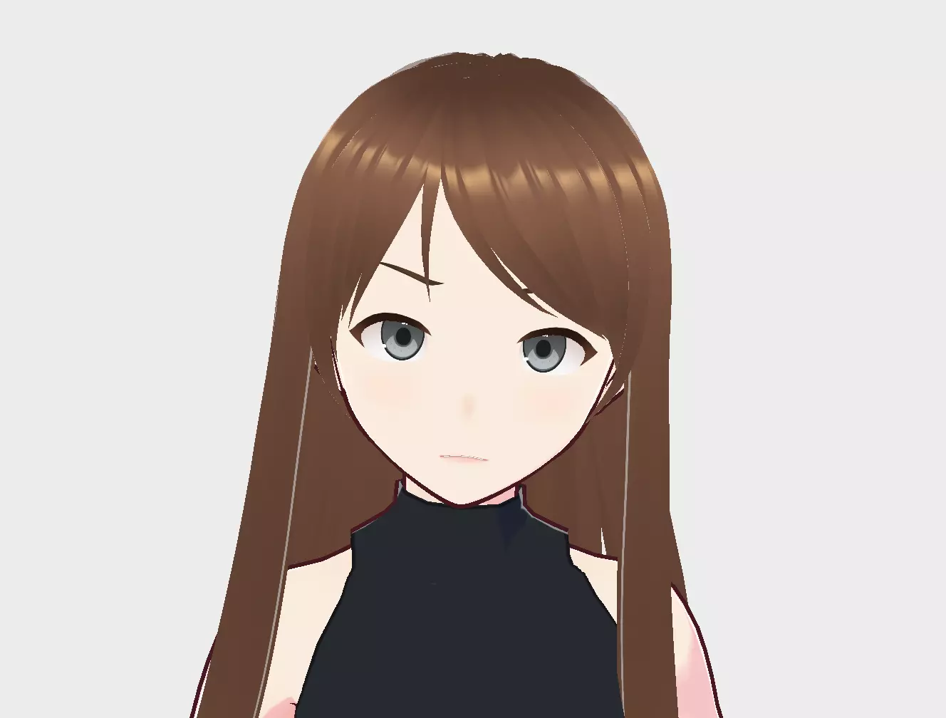 Girl1 anime girl in top and pants 3D model