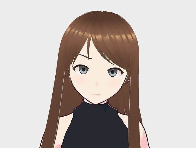 Girl1 anime girl in top and pants 3D model