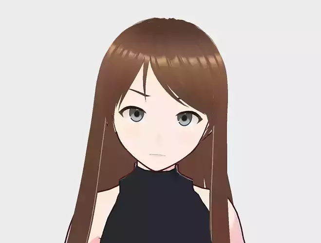 Girl1 anime girl in top and pants 3D model