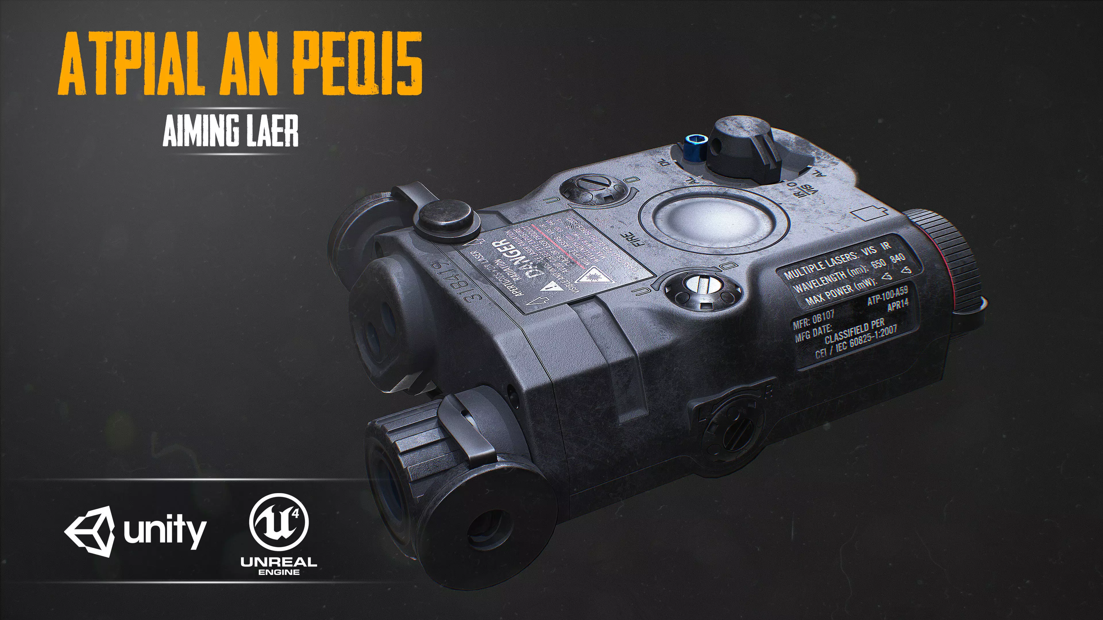 EOTECH ATPIAL AN PEQ15 AIMING LASER Low-poly 3D model_0