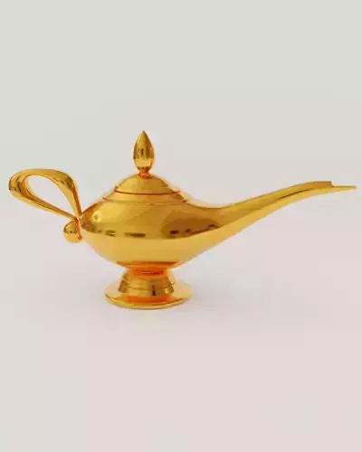 Golden Magic Lamp Realistic Model