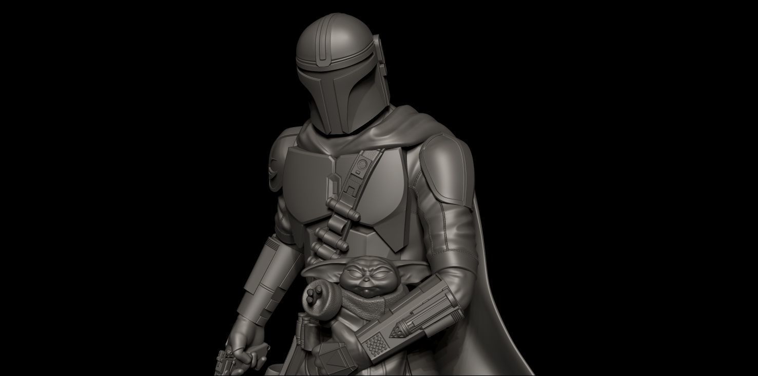 Fanart Mandalorian - Mando and Grogu Statue 3D print model_8