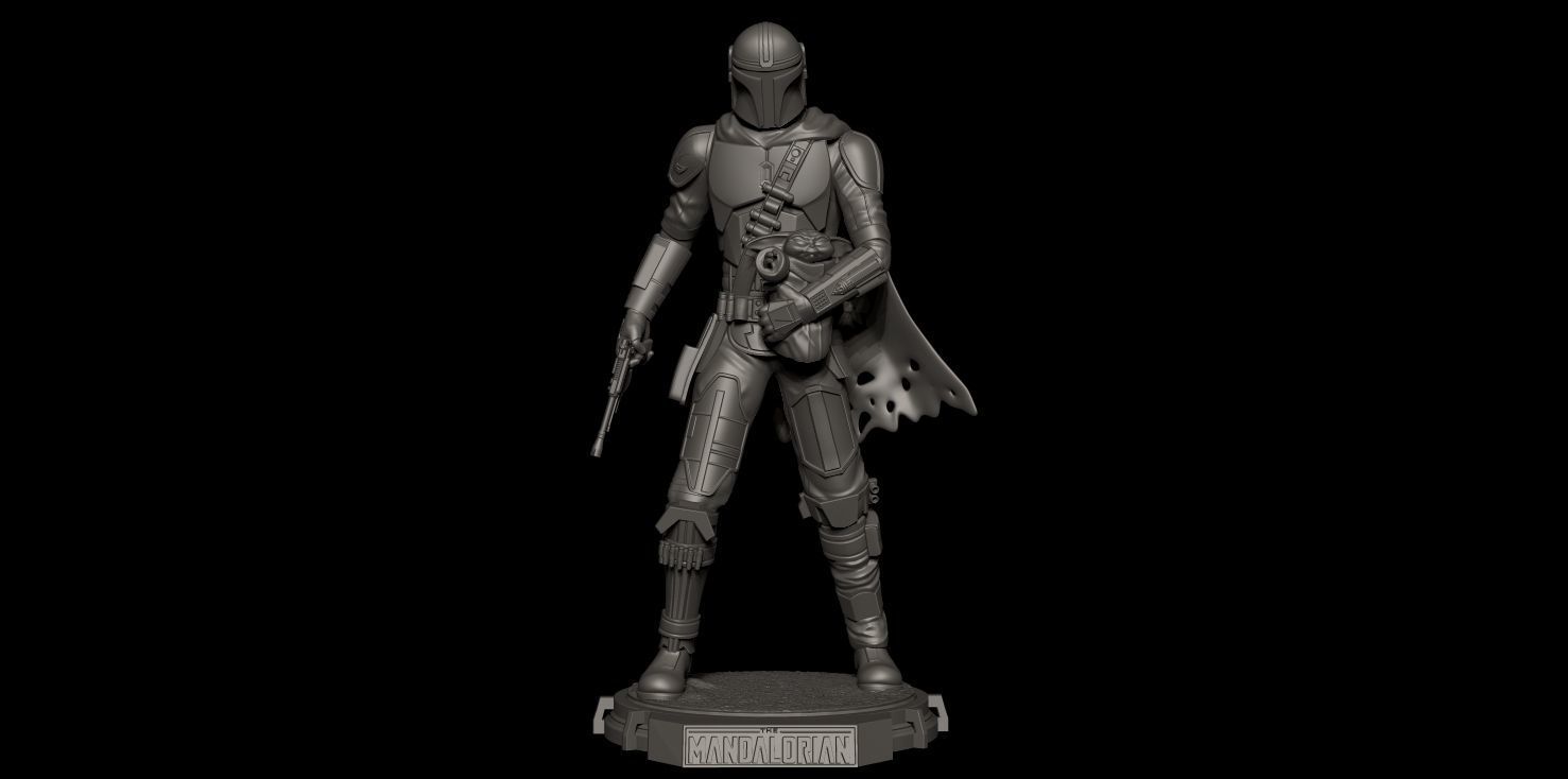 Fanart Mandalorian - Mando and Grogu Statue 3D print model_5