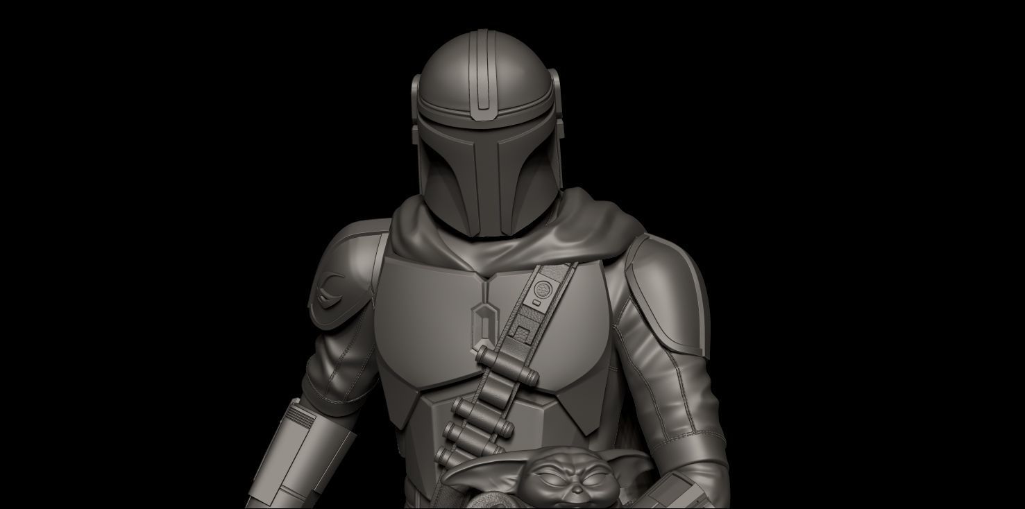 Fanart Mandalorian - Mando and Grogu Statue 3D print model_6
