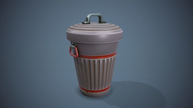 Stylized Trash Can - Tutorial Included  Low-poly 3D model