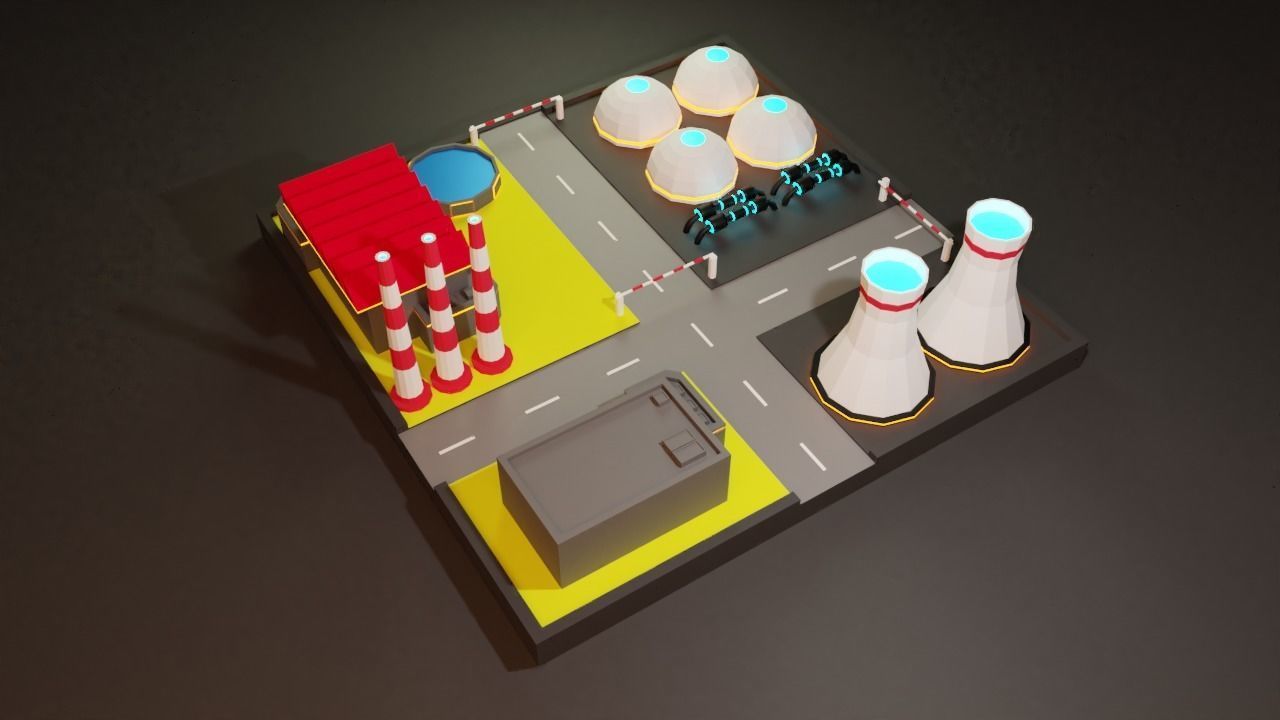 Lowpoly Nuclear Fabrica - Facility Low-poly 3D model_5
