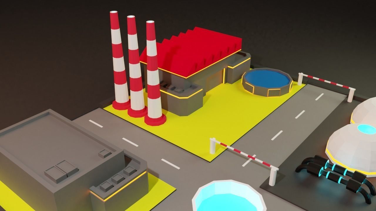 Lowpoly Nuclear Fabrica - Facility Low-poly 3D model_7