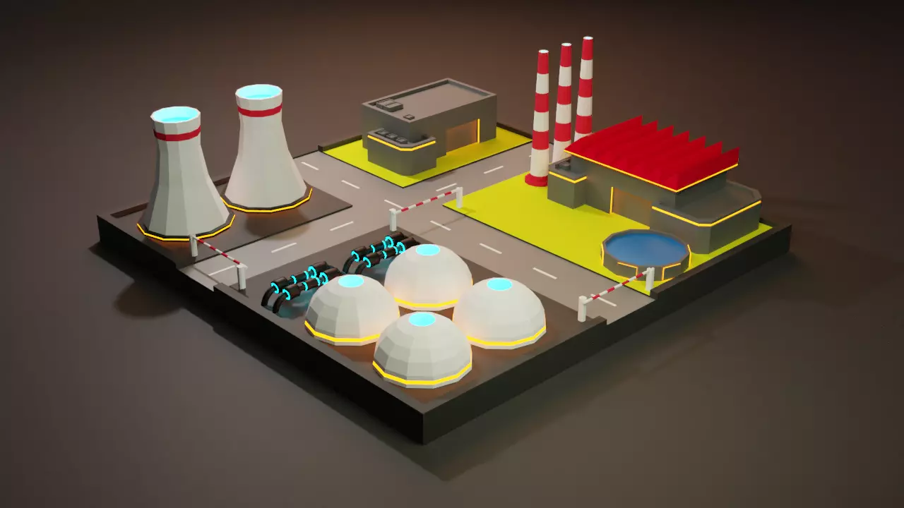 Lowpoly Nuclear Fabrica - Facility Low-poly 3D model_0
