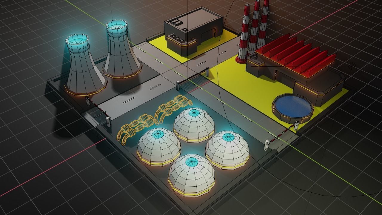 Lowpoly Nuclear Fabrica - Facility Low-poly 3D model_8
