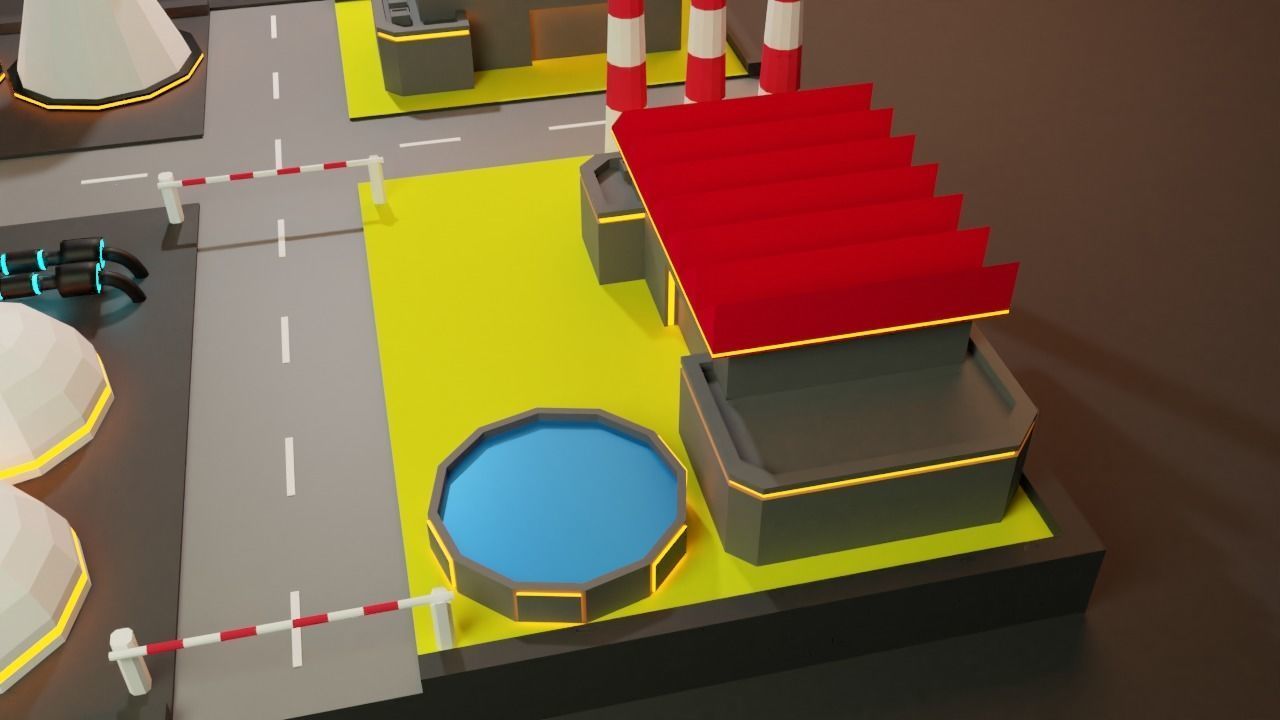 Lowpoly Nuclear Fabrica - Facility Low-poly 3D model_4