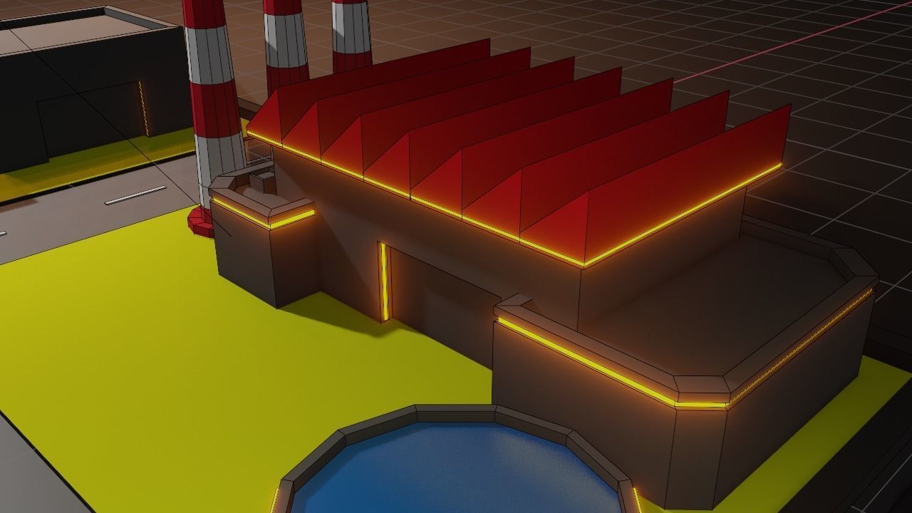 Lowpoly Nuclear Fabrica - Facility Low-poly 3D model_9