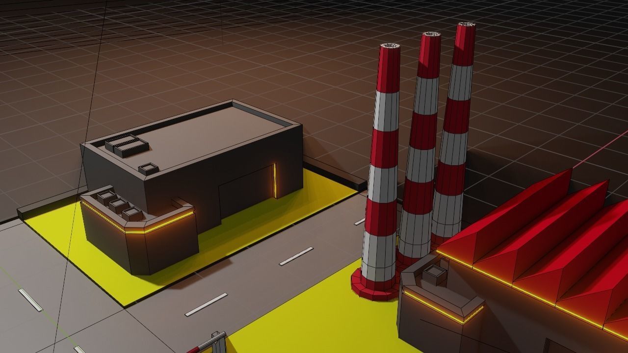 Lowpoly Nuclear Fabrica - Facility Low-poly 3D model_10