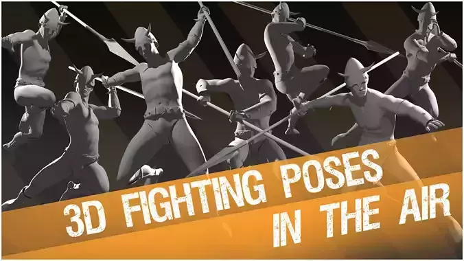 3D Fighting Poses - In The Air - 3D Pack 