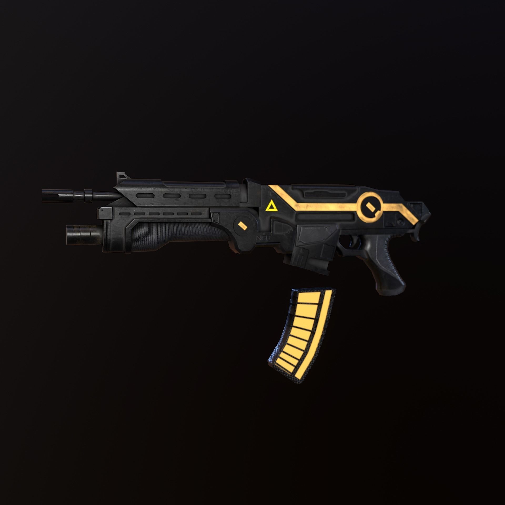 Sci-Fi Energy Weapon Remake Low-poly 3D model_8