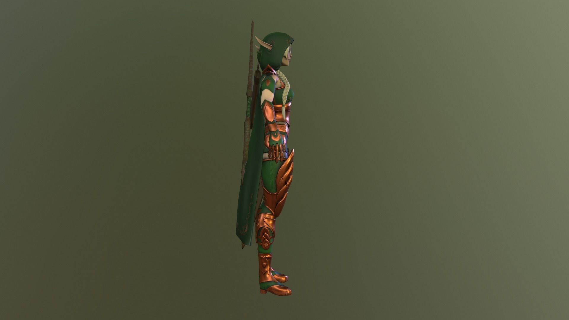 Elf Warrior - Game Ready Character Low-poly 3D model_5