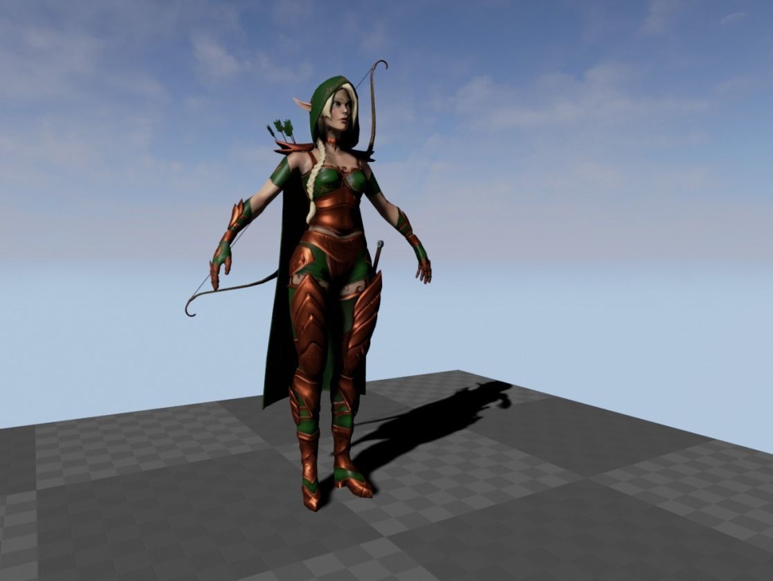 Elf Warrior - Game Ready Character Low-poly 3D model_18
