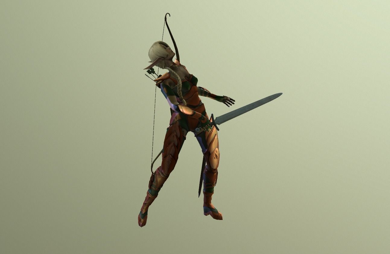 Elf Warrior - Game Ready Character Low-poly 3D model_13