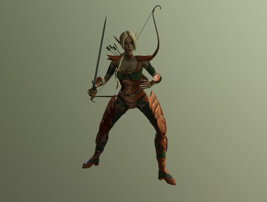Elf Warrior - Game Ready Character Low-poly 3D model_15