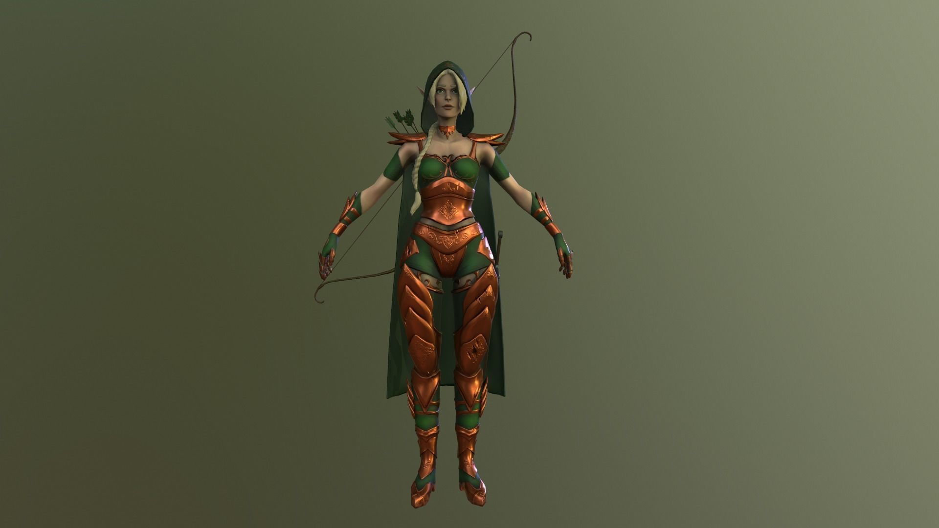 Elf Warrior - Game Ready Character Low-poly 3D model_2