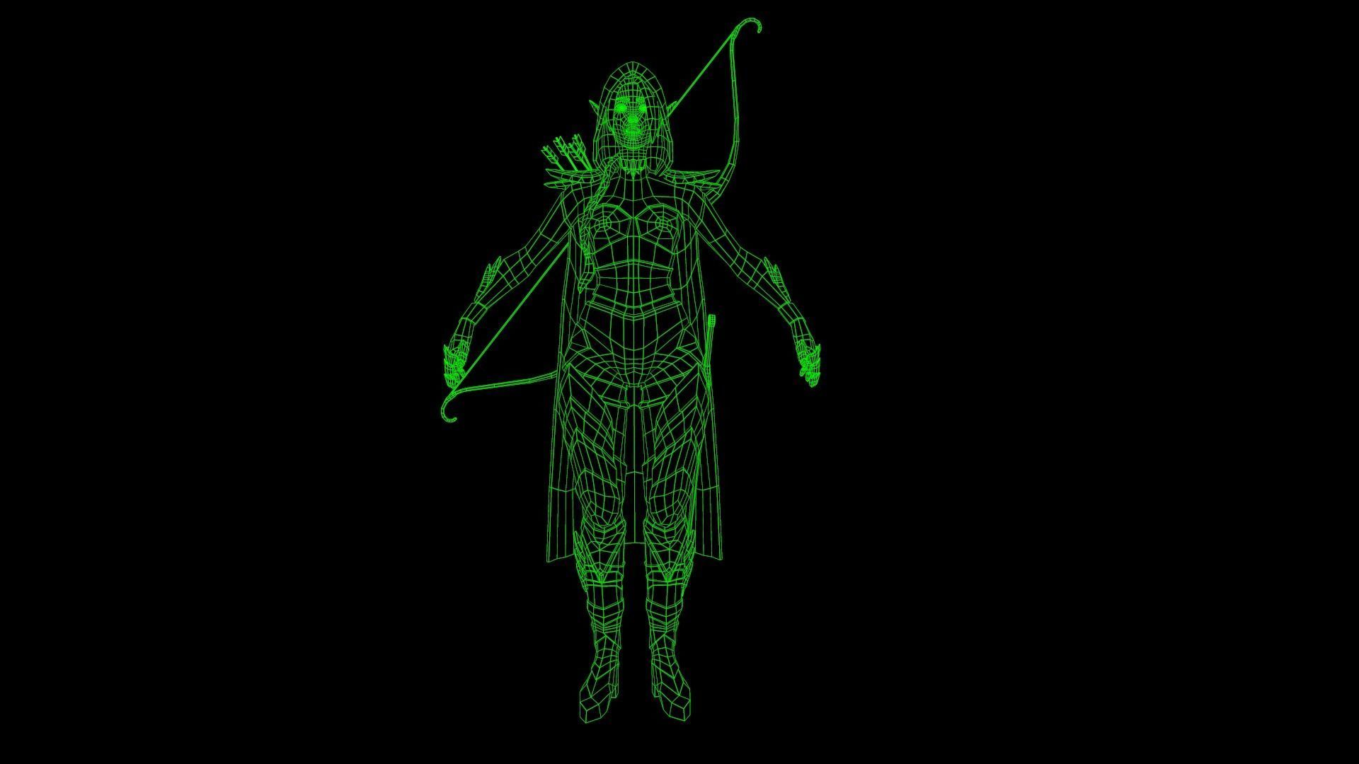 Elf Warrior - Game Ready Character Low-poly 3D model_6