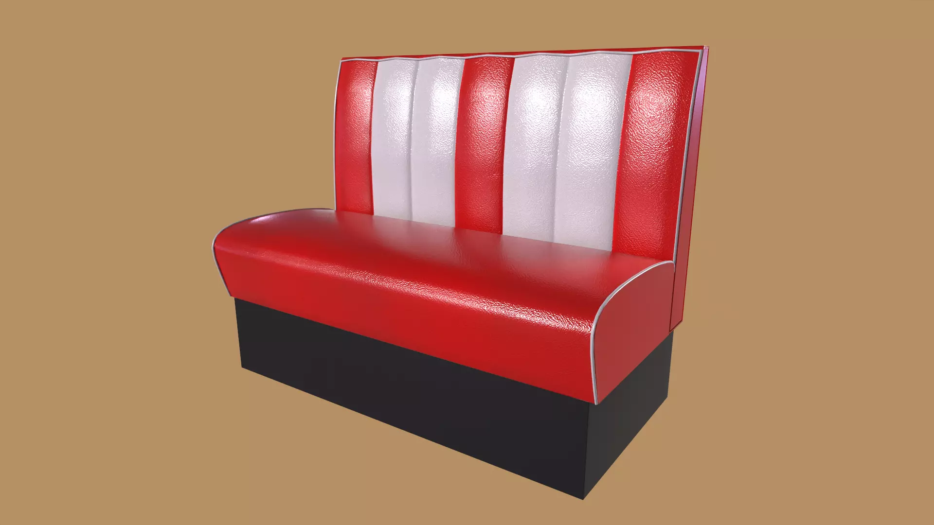 Retro diner couch Low-poly 3D model