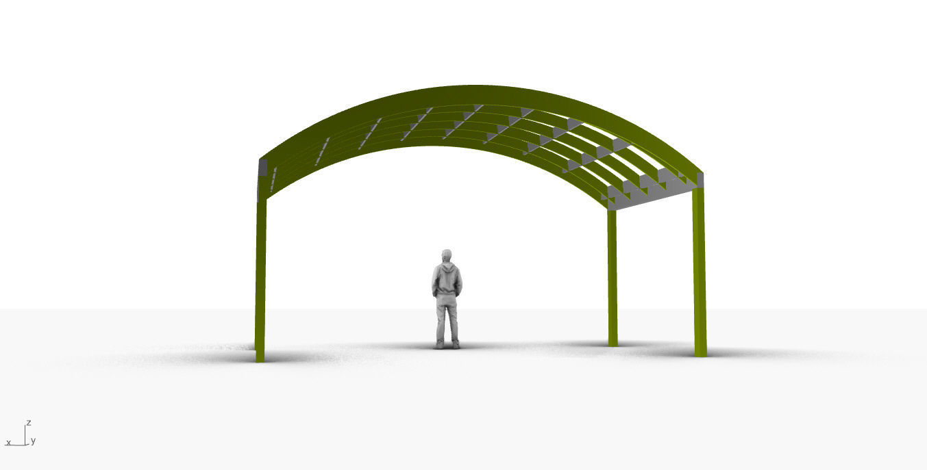 Arched Interlocking Structure Architectural Stand Alone 3D model_9