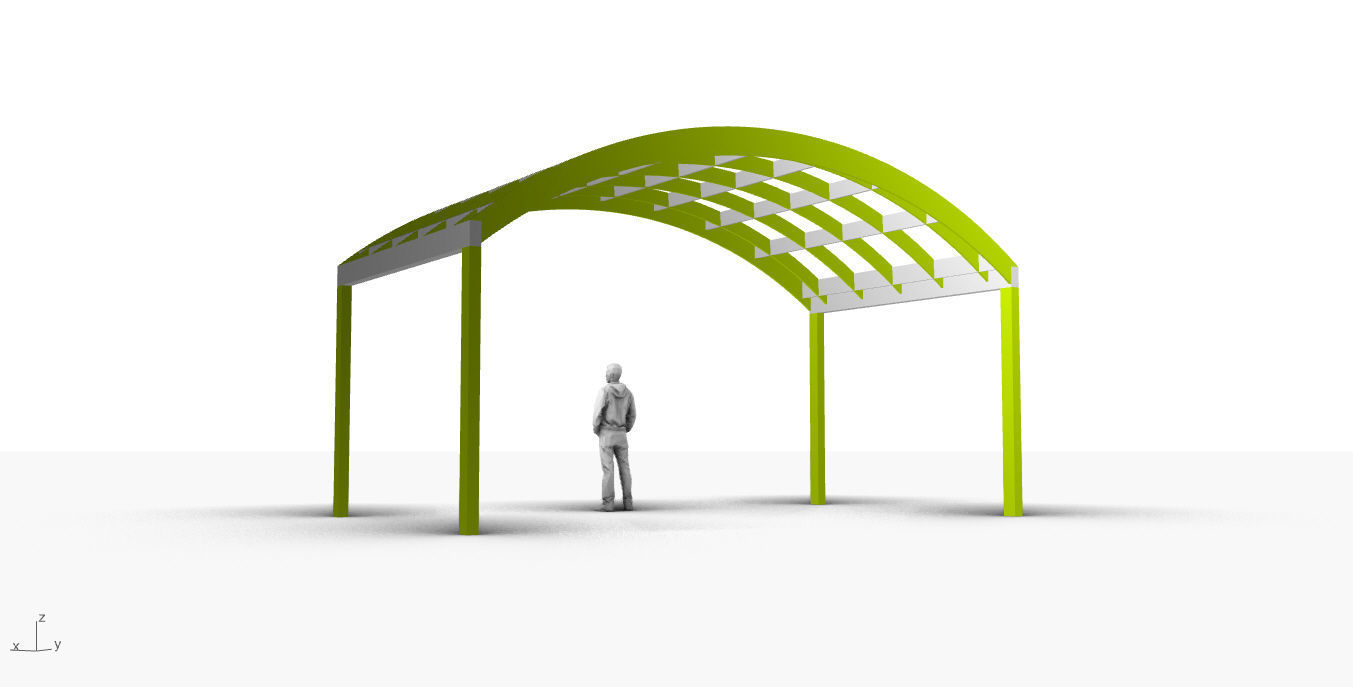 Arched Interlocking Structure Architectural Stand Alone 3D model_8