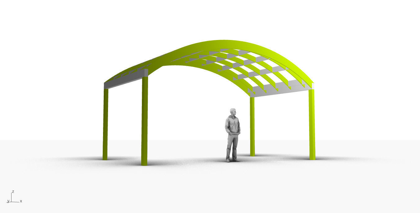 Arched Interlocking Structure Architectural Stand Alone 3D model_18