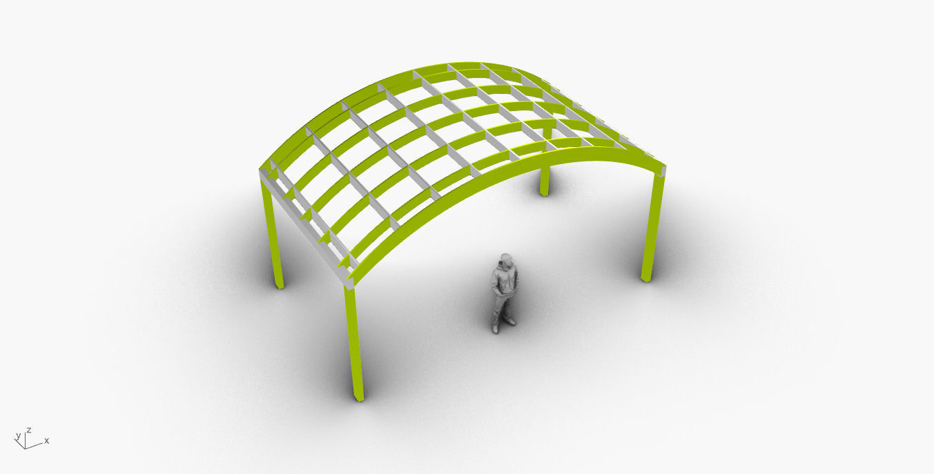 Arched Interlocking Structure Architectural Stand Alone 3D model_38