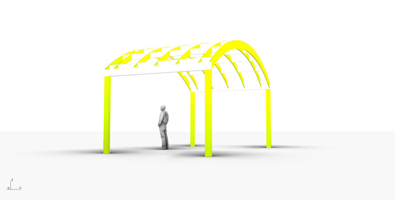 Arched Interlocking Structure Architectural Stand Alone 3D model_6