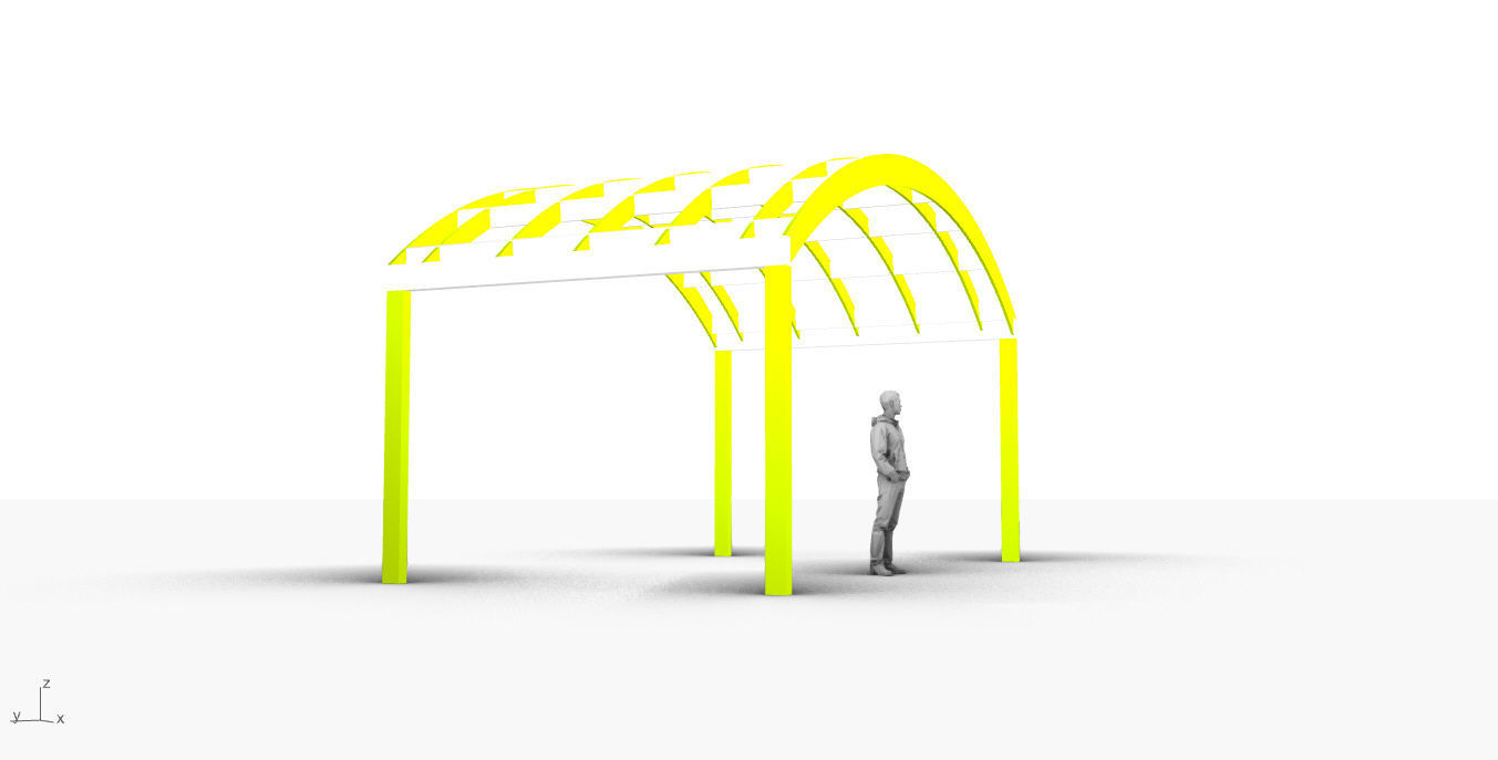 Arched Interlocking Structure Architectural Stand Alone 3D model_16