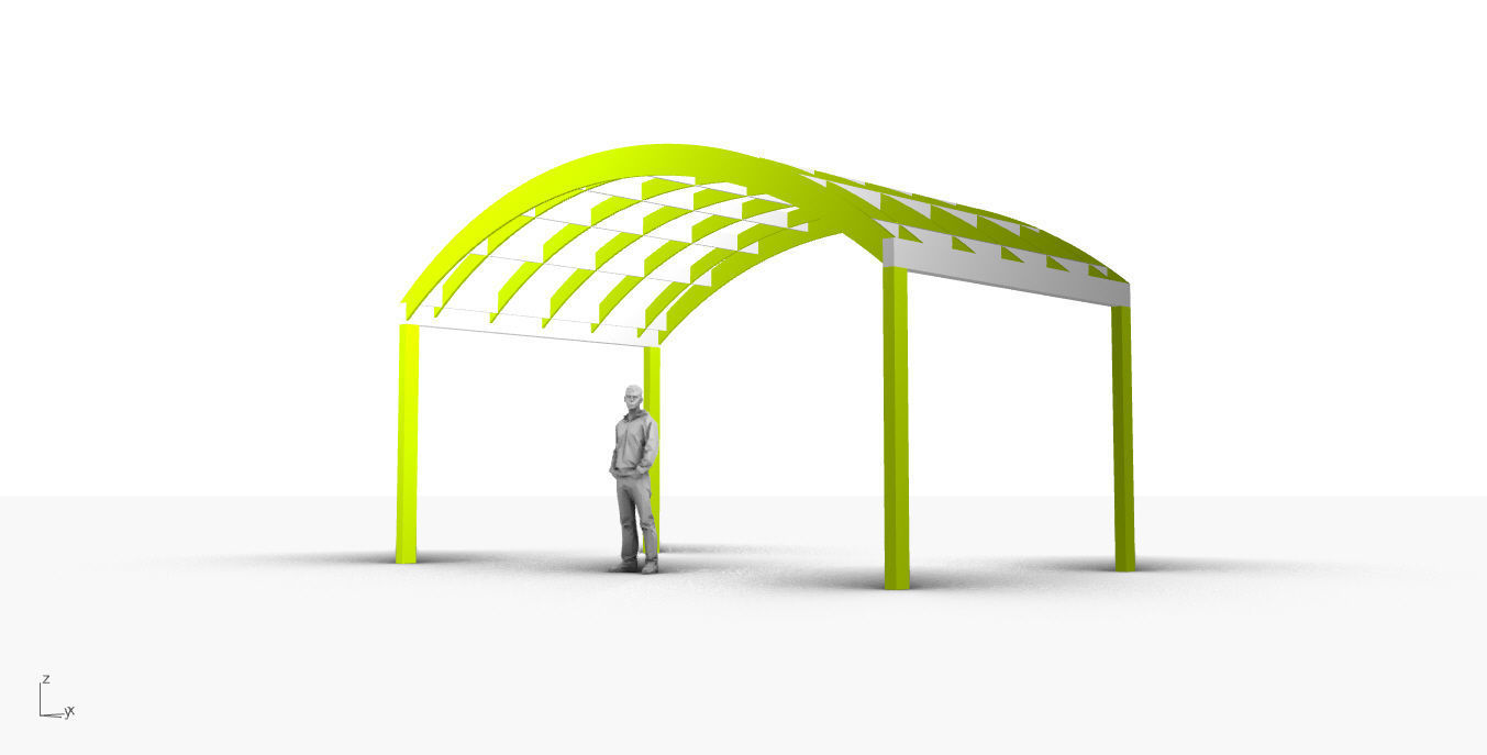 Arched Interlocking Structure Architectural Stand Alone 3D model_22